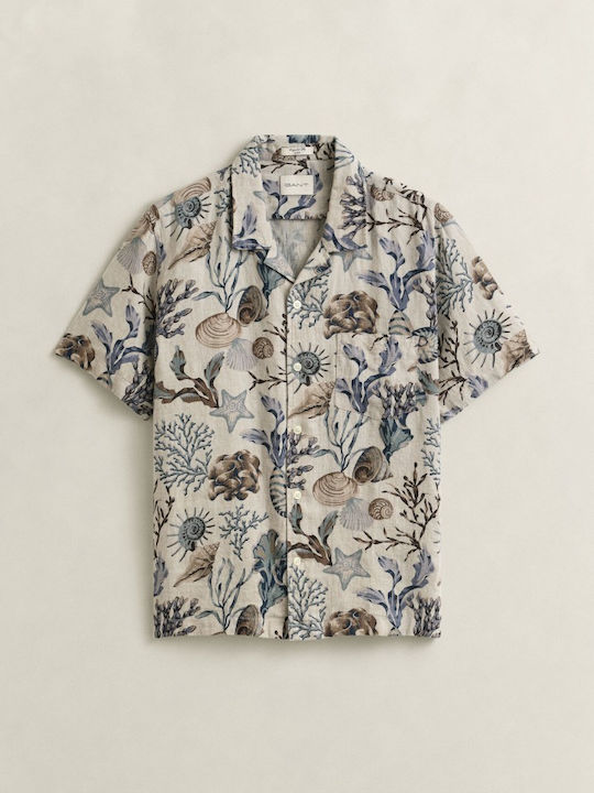 Short Sleeve Linen Shirt Beige