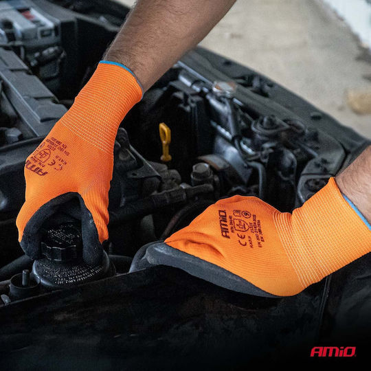 AMiO Electrician Work Gloves Orange Latex