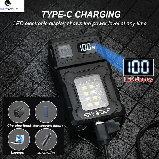 Spywolf Rechargeable LED Head Flashlight IP45 with Maximum Brightness 3600lm 6pcs