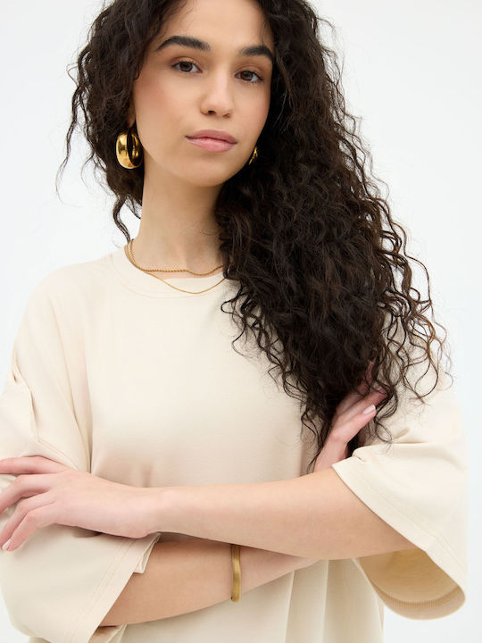 Short Sleeve Beige Blouse