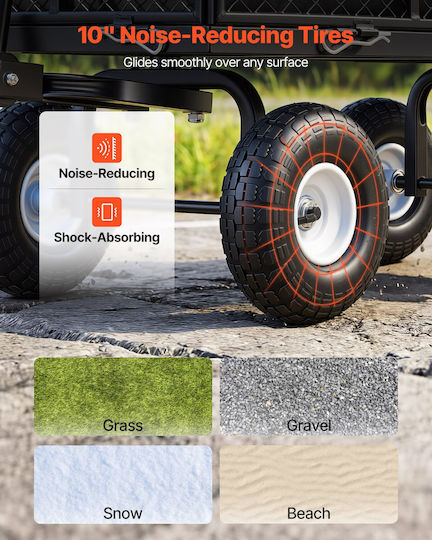 Metallic Garden Cart with Maximum Load Capacity 544kg
