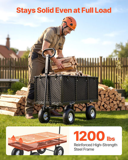 Metallic Garden Cart with Maximum Load Capacity 544kg