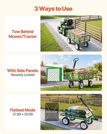 Metallic Garden Cart with Maximum Load Capacity 408kg