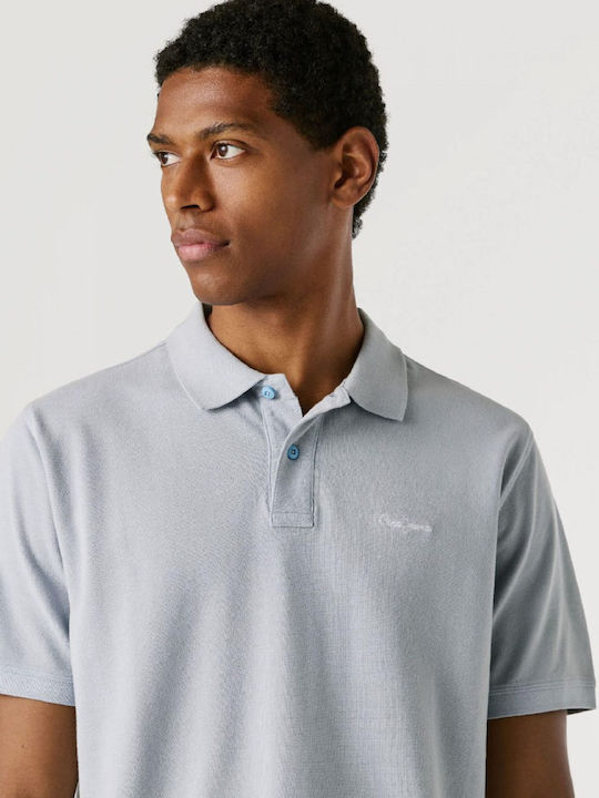 Polo Herrenbluse Kurzarm Hellblau