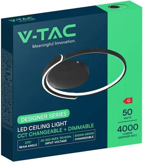 V-TAC Таванно Осветително Тяло 49.5см Черно