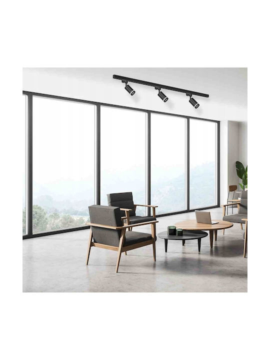Eko Light Pipe Τριπλό Σποτ με Ντουί GU10 σε Μαύρο Χρώμα