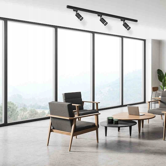 Eko Light Pipe Dreifach Decken- und Wandleuchte mit GU10 Lampenbirnensockel in Schwarz Farbe