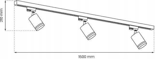 Eko Light Pipe Dreifach Decken- und Wandleuchte mit GU10 Lampenbirnensockel in Schwarz Farbe