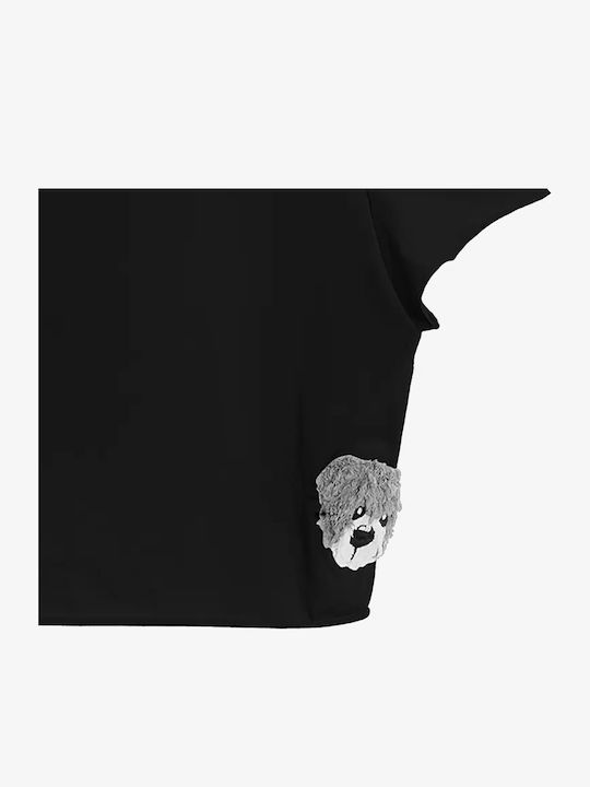 Γυναικείο Crop Top Βαμβακερό Αμάνικο Black