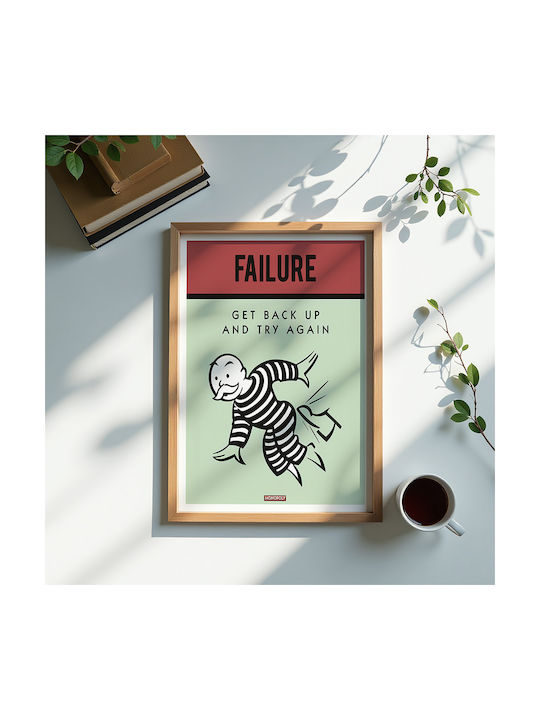 Zitat Poster Failure Monopoly Pq127 30cm x 40cm Schwarzer Hölzener Rahmen