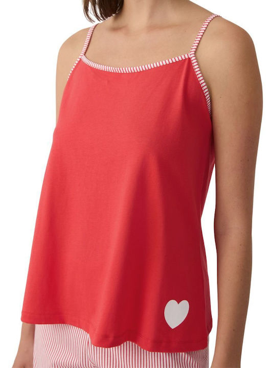 Minerva Summer Women's Pyjama Set Red Stripes
