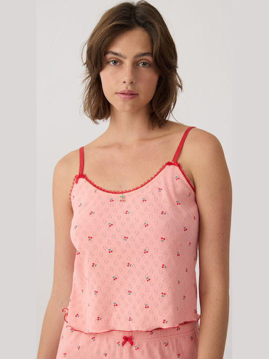 Minerva Summer Women's Pyjama Set Peach-red Cherries