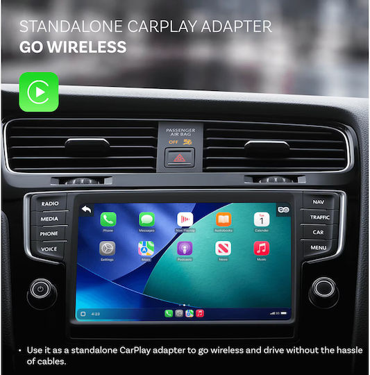 Ottocast Adaptor Multimedia Wireless 2-în-1 Carplay Android Auto Monitor Video Pentru Bebeluși 1080p Plug Play Negru