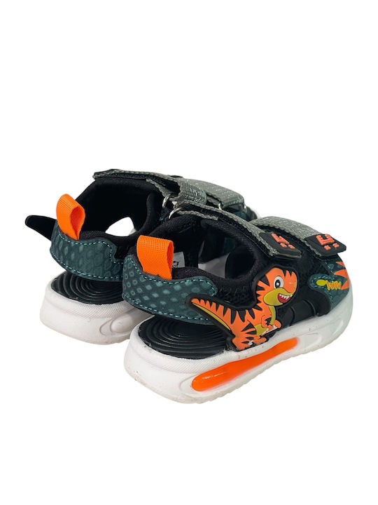 Kids' Sandals with Hoop & Loop Closure and Lights Khaki