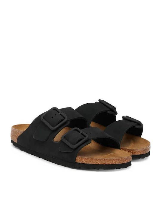 Birkenstock Δερμάτινα Σανδάλια Μαύρα