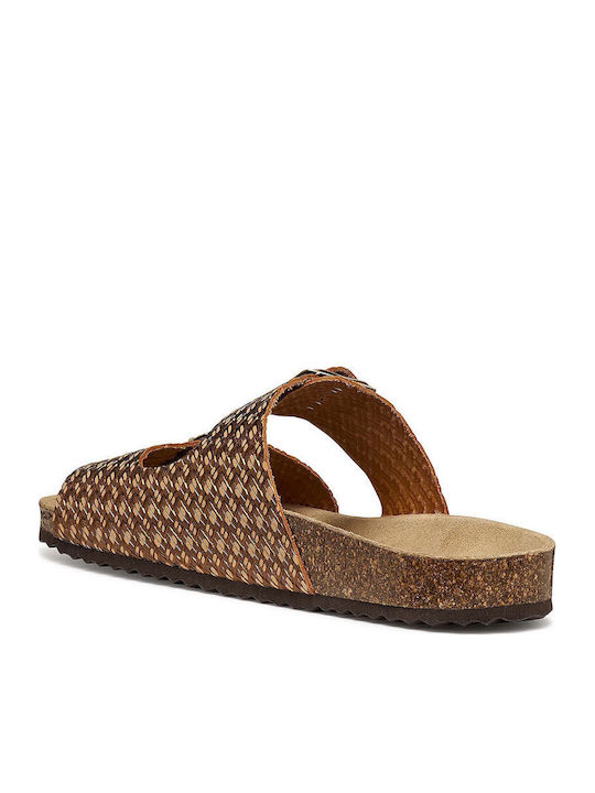 Brionia Leder Flache Damen Sandalen Braun