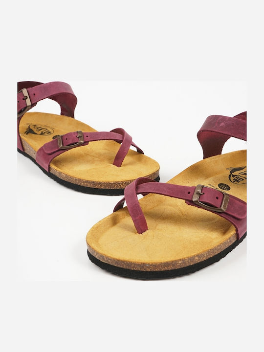 Zomba Leder Flache Damen Sandalen Lila