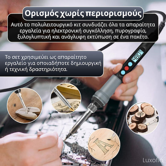 Professional Pyrography Soldering Set 110 Pieces Lcd Digital Display Adjustable Temperature