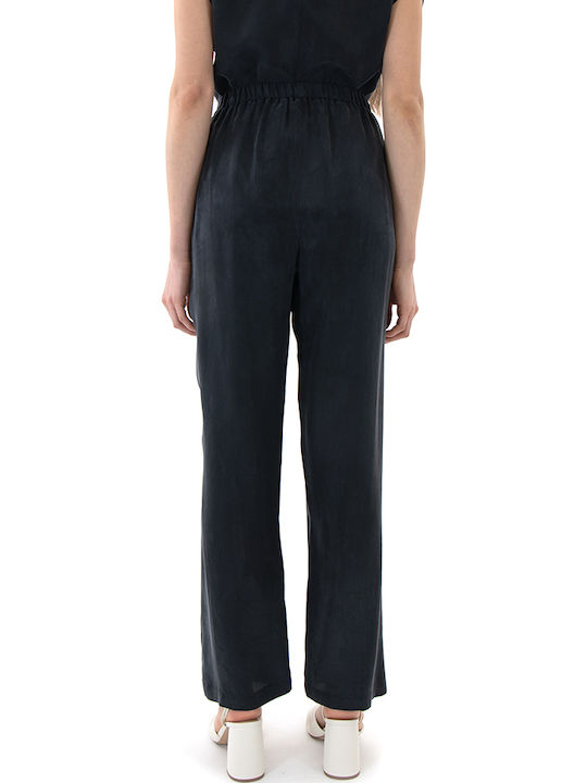 Damen Hochgeschnittenes Stoffhose Schwarz