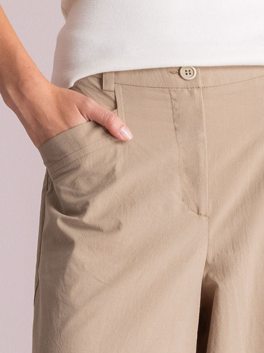 Γυναικεία Βαμβακερή Παντελόνα Beige