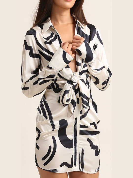 Rochie Mini de Seară din Satin Ivoire