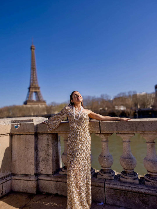 Maxi Evening Dress Gold