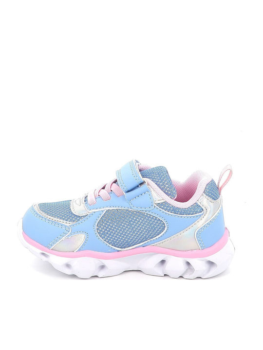 Stitch Stitch Kids Sneakers with Hoop & Loop Closure and Lights Light Blue