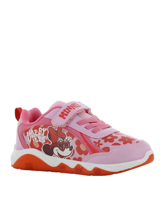 Kids Sneakers Anatomic with Hoop & Loop Closure & Lights Pink