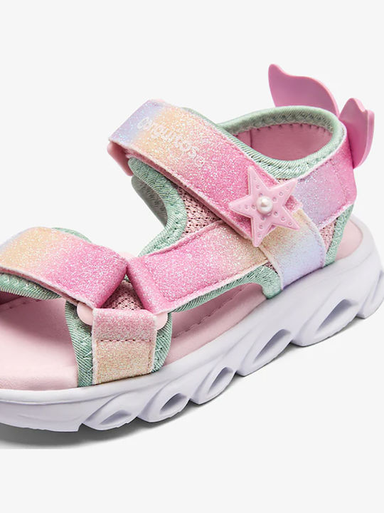 Kids' Sandals with Hoop & Loop Closure and Lights Pink