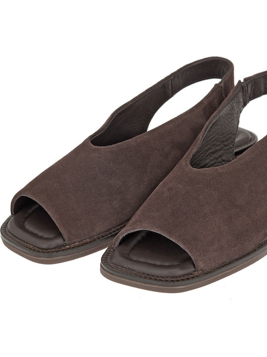 Suede Heels With Low Brown Heel