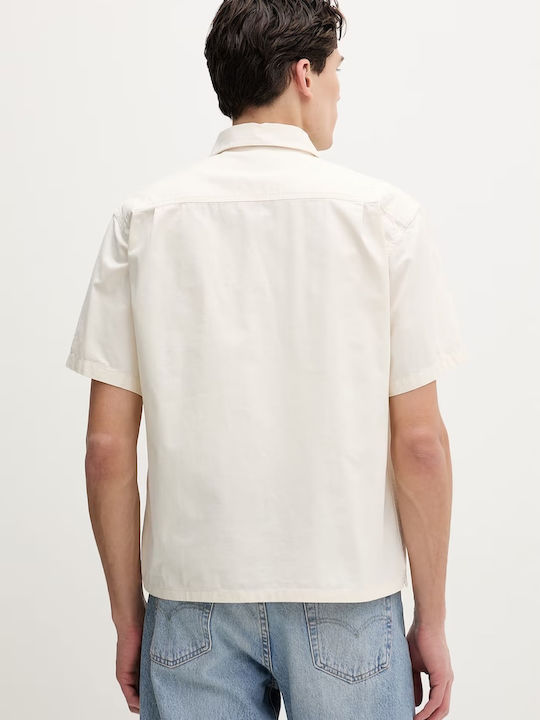 Cropped Mâneca Scurtă Cămașă Denim Ecru