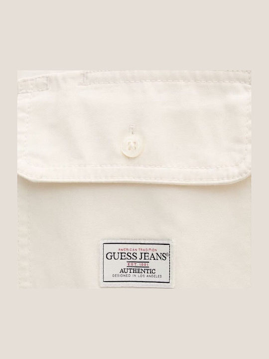 Cropped Mâneca Scurtă Cămașă Denim Ecru