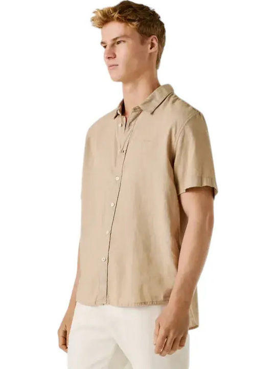 Percy Short Sleeve Shirt in Regular Fit Beige