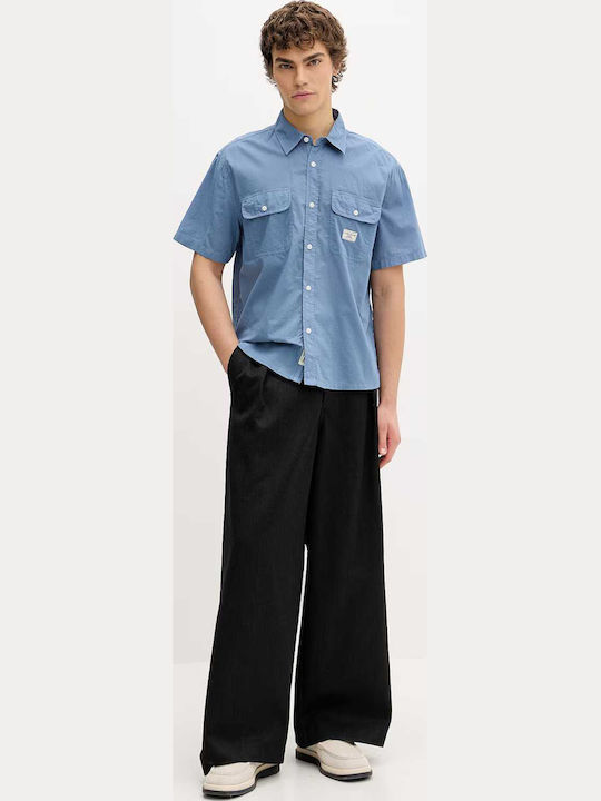 Short Sleeve Denim Shirt Blue