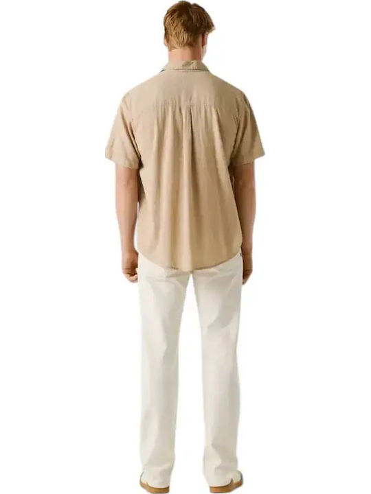 Percy Short Sleeve Shirt in Regular Fit Beige