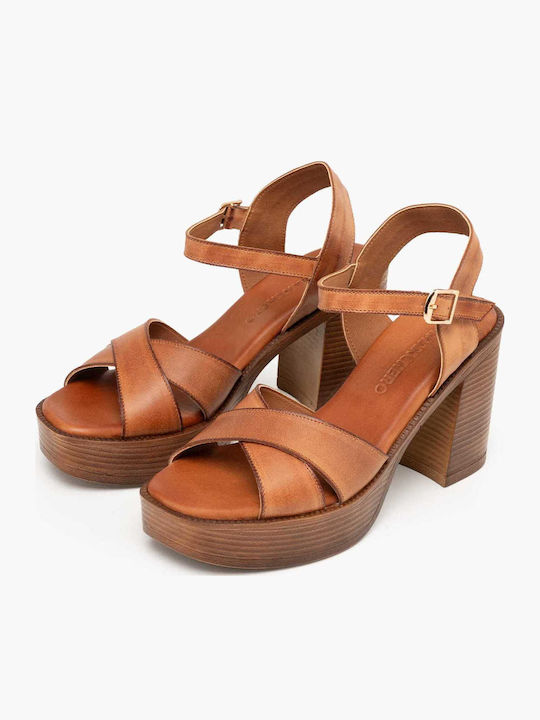 Leather Sandals Tabac Brown