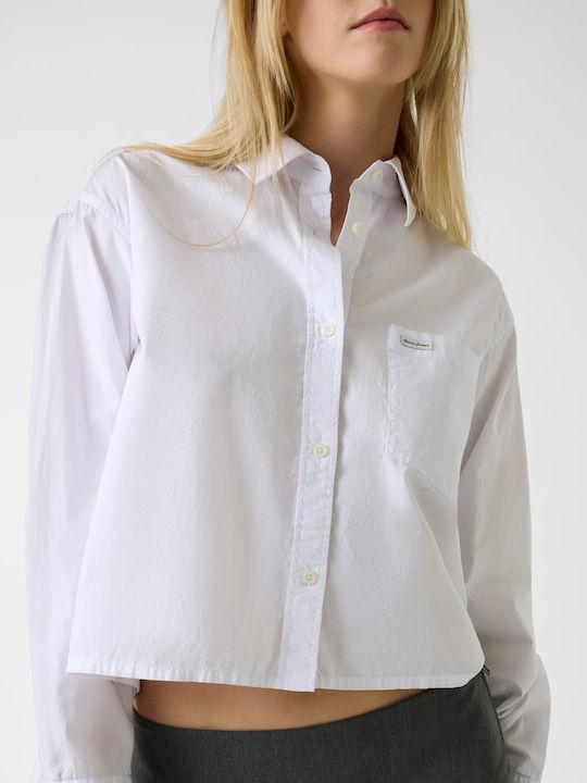 Long Sleeve Women's Denim Shirt White