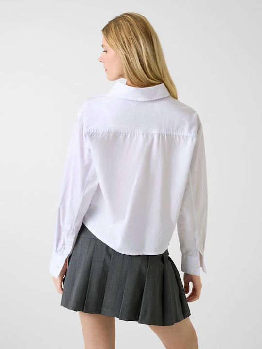Long Sleeve Women's Denim Shirt White