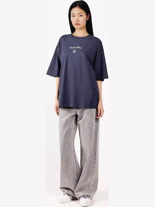 Tricou Crop Oversized Damă Albastru