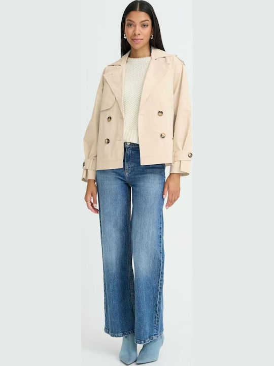 Women's Beige Gabardine Oversized