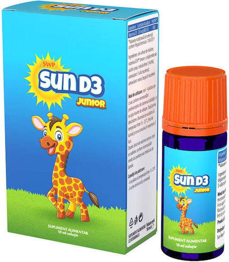 Sun Wave Pharma Sun D3 Junior Drops Vitamina pentru Întărirea Imunității și Sănătatea Oaselor Natural 10ml