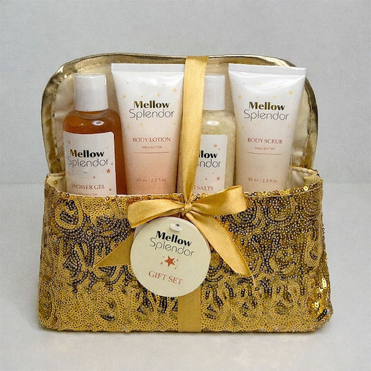 Set Spa Pentru Femei Mellow Splendor Gel De Duș Loțiune De Corp Sare De Baie Exfoliant De Corp Pouch Cosmetic