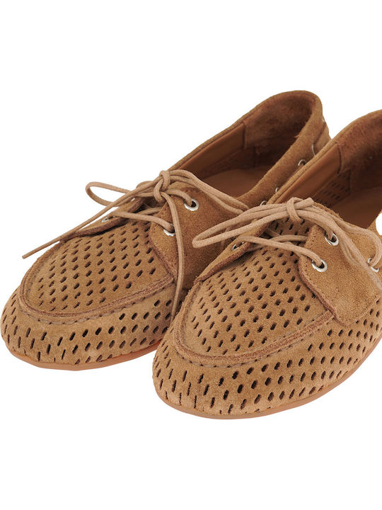 Leather Women's Loafers in Brown Colour