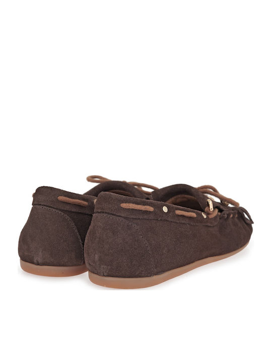 Leather Women's Loafers in Brown Colour
