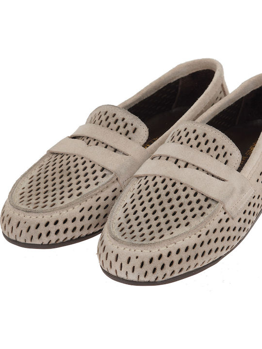 Δερμάτινα Γυναικεία Loafers σε Μπεζ Χρώμα