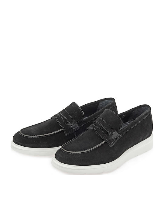 Suede Ανδρικά Loafers σε Μαύρο Χρώμα