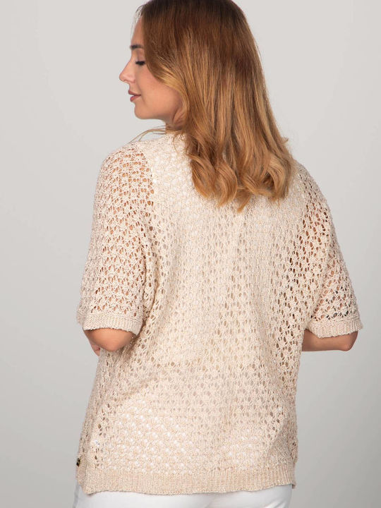Women's Cardigan Beige With Lurex