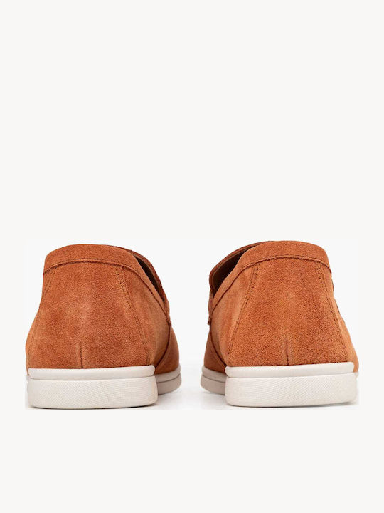 Leather Women's Loafers In Orange Colour