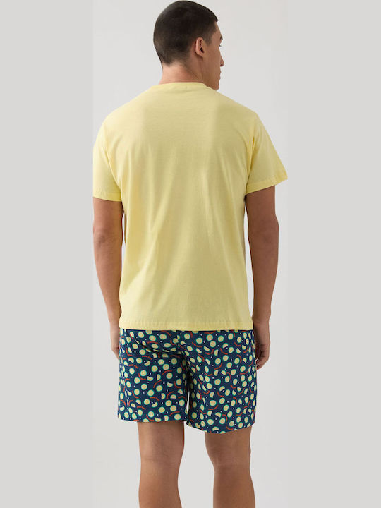 Minerva Lemons Sommer Herrenpyjama Bermuda Minerva Gelb