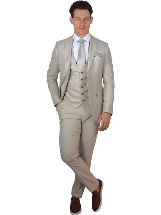 Costum Barbatesc Cu Vesta Bej